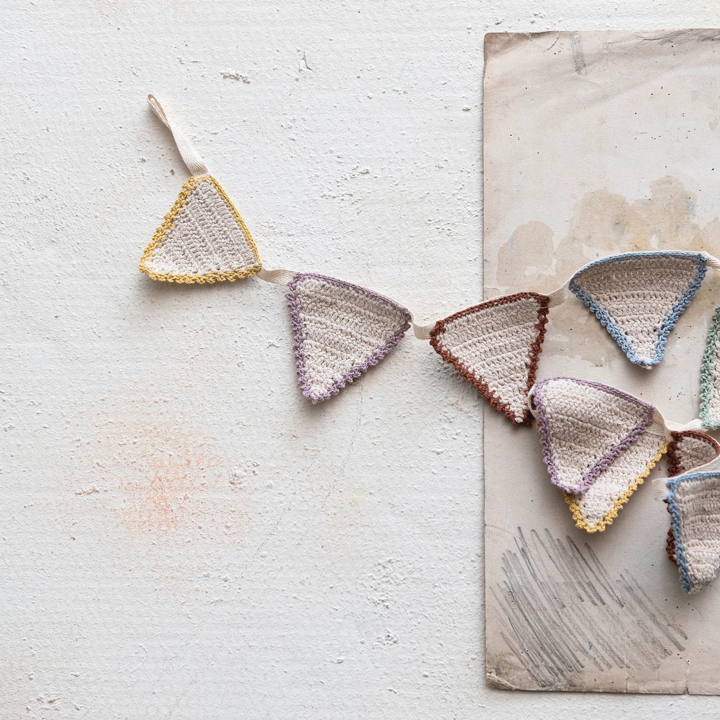 Recycled Cotton Crocheted Pennant Garland