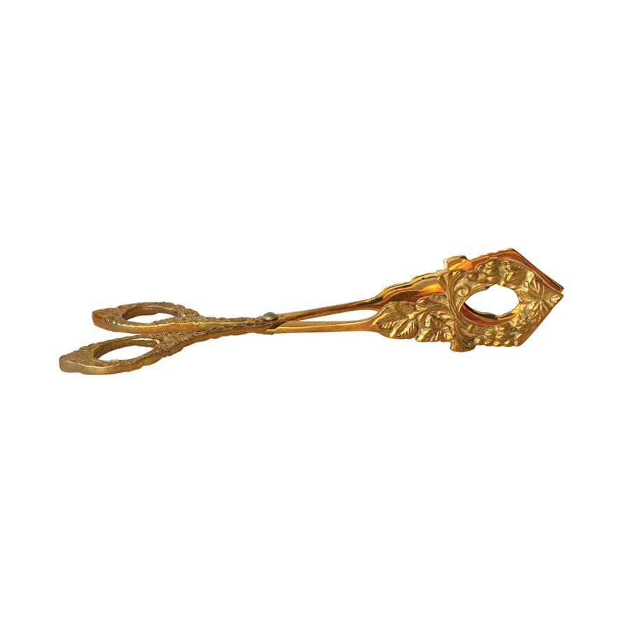 Grape Vine Embossed Brass Tongs