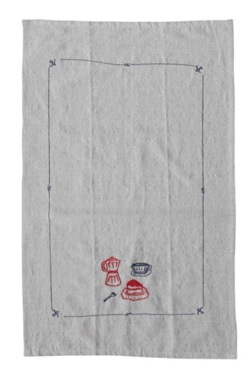 Bistro Embroidered Woven Linen & Cotton Tea Towels