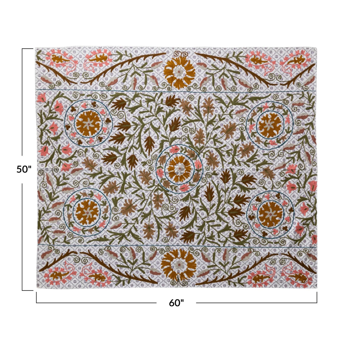 Chessa Stonewashed Cotton Printed Voile Throw w/ Hand-Embroidered Kantha Stitch