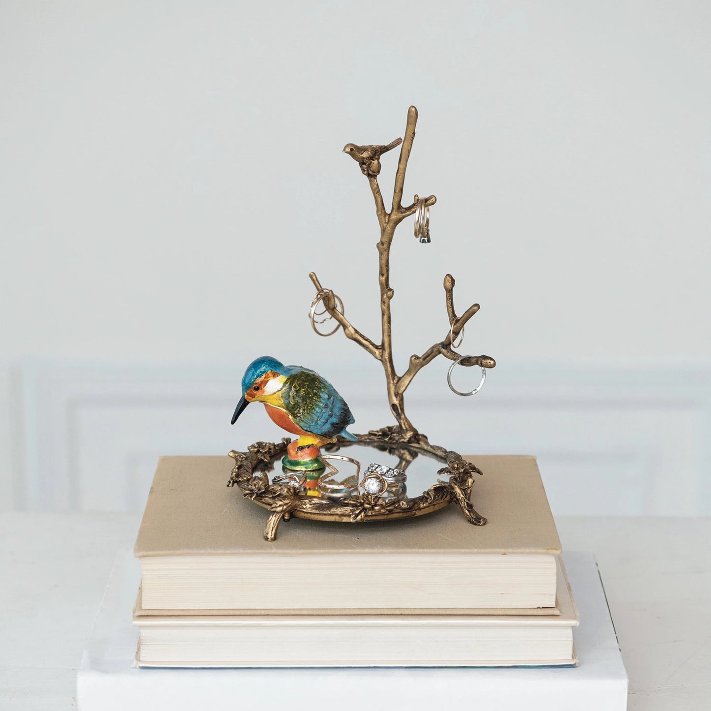 Enameled Metal Kingfisher Shaped Trinket Box