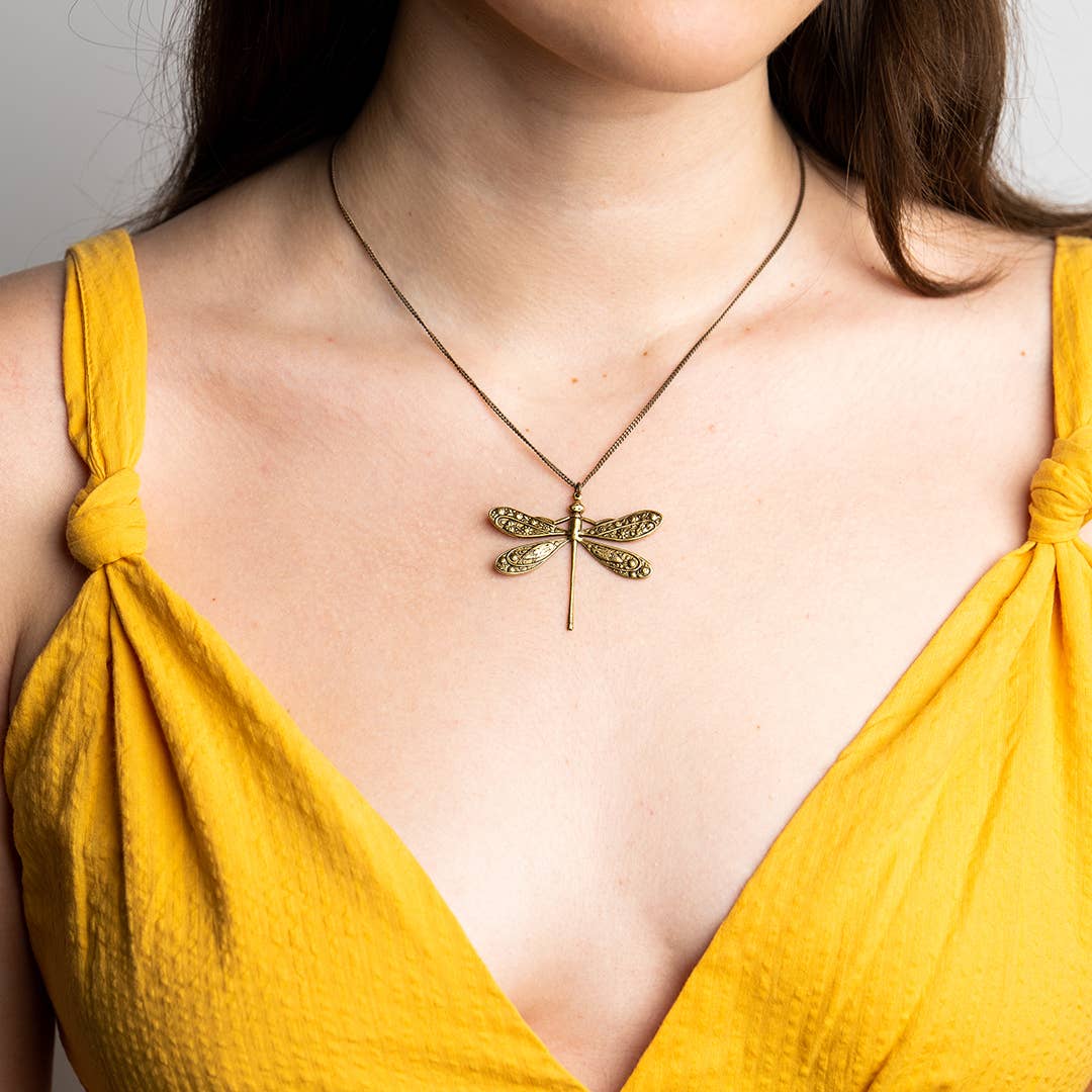 Golden Dragonfly Necklace