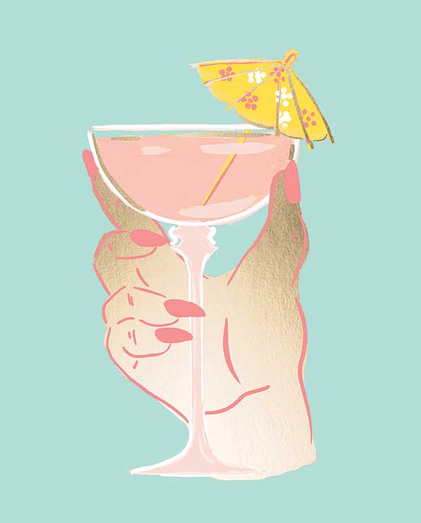 Glam Mid-Century Cocktail Foil Art Print