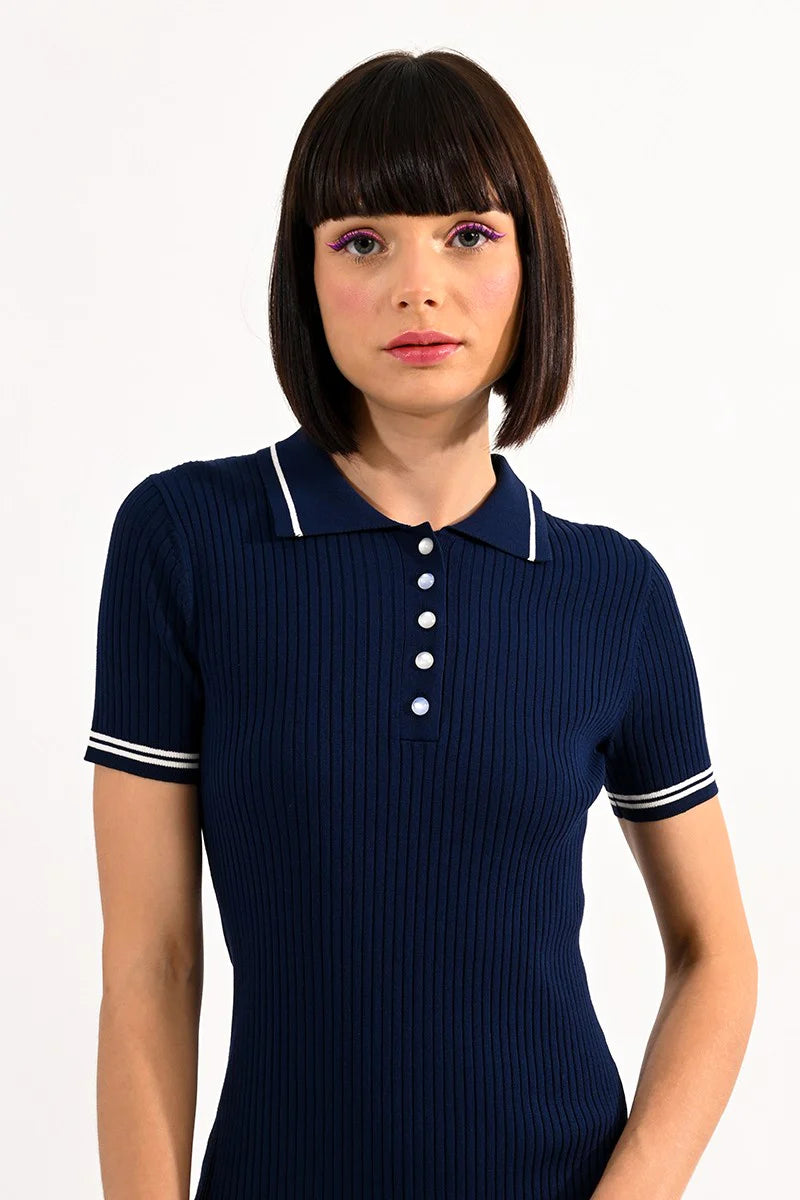 Come Sail Away Knitted Polo Dress