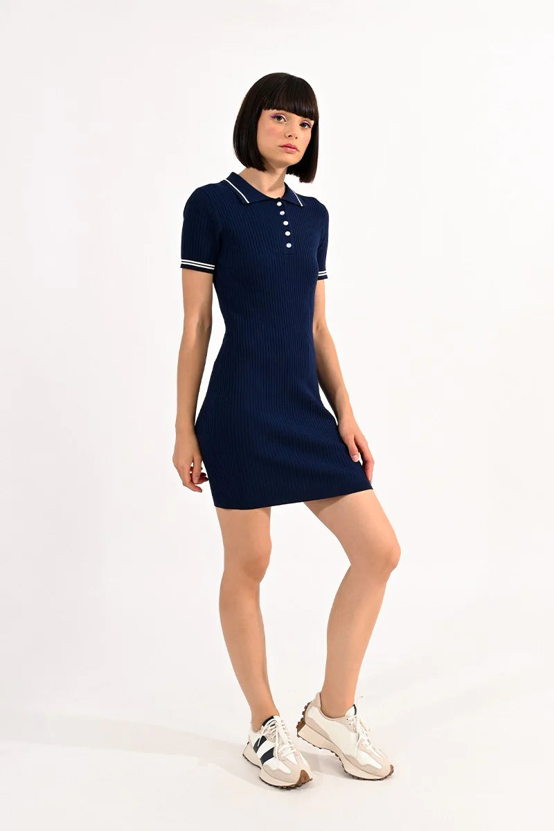 Come Sail Away Knitted Polo Dress