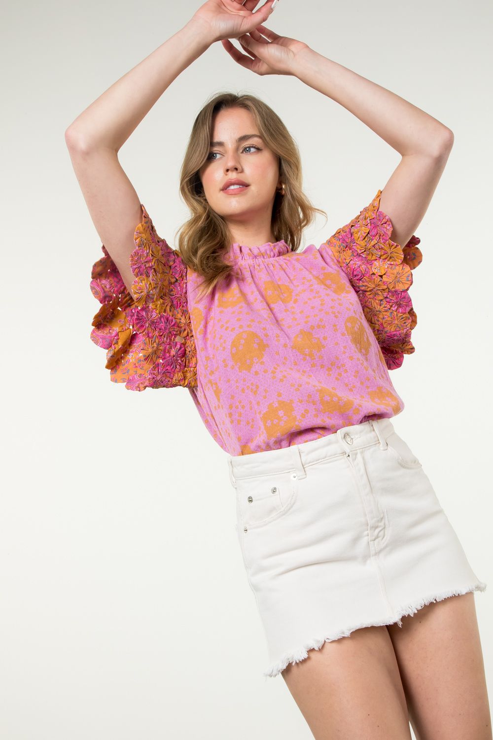 Edita Handmade Flower Sleeve Top