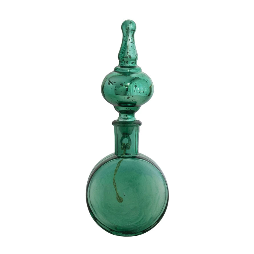 Decorative Glass Bottles with Mercury Glass Finial Ornament Stopper