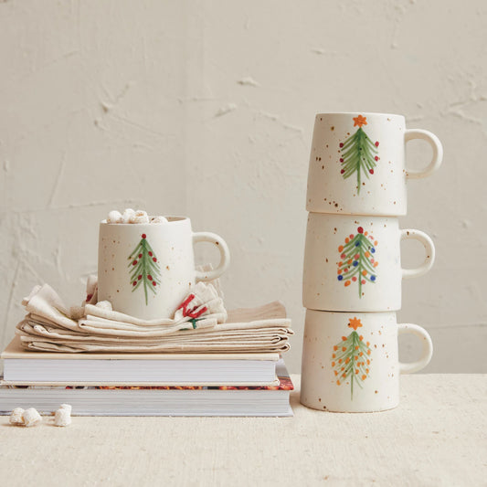 Noelle Hand-Painted Christmas Tree Stoneware Mug