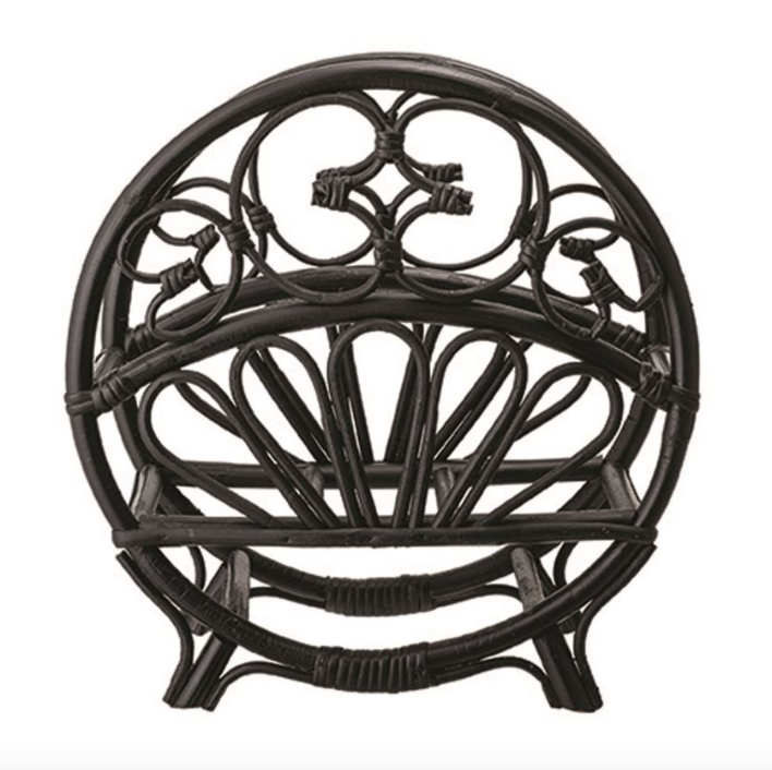 Black Bamboo & Rattan Magazine Rack