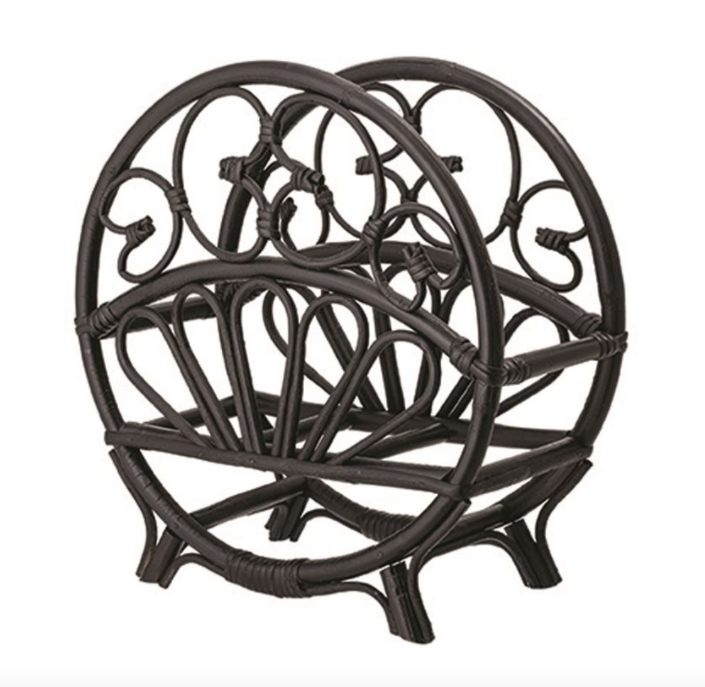 Black Bamboo & Rattan Magazine Rack