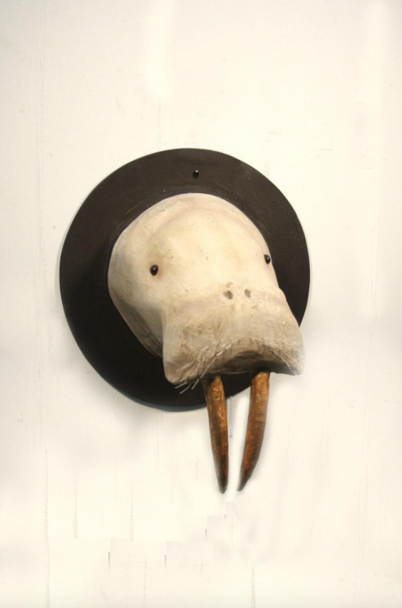 Walrus Wall Mount with Gold Tusks