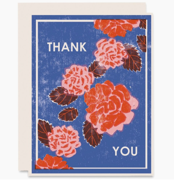 Red Peonies Thank You Card
