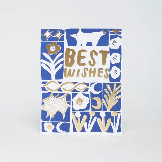 Folksy Best Wishes Letterpress Card