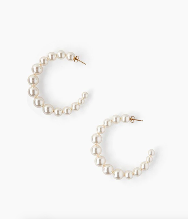 Standard Cream Pearl Hoop Earrings