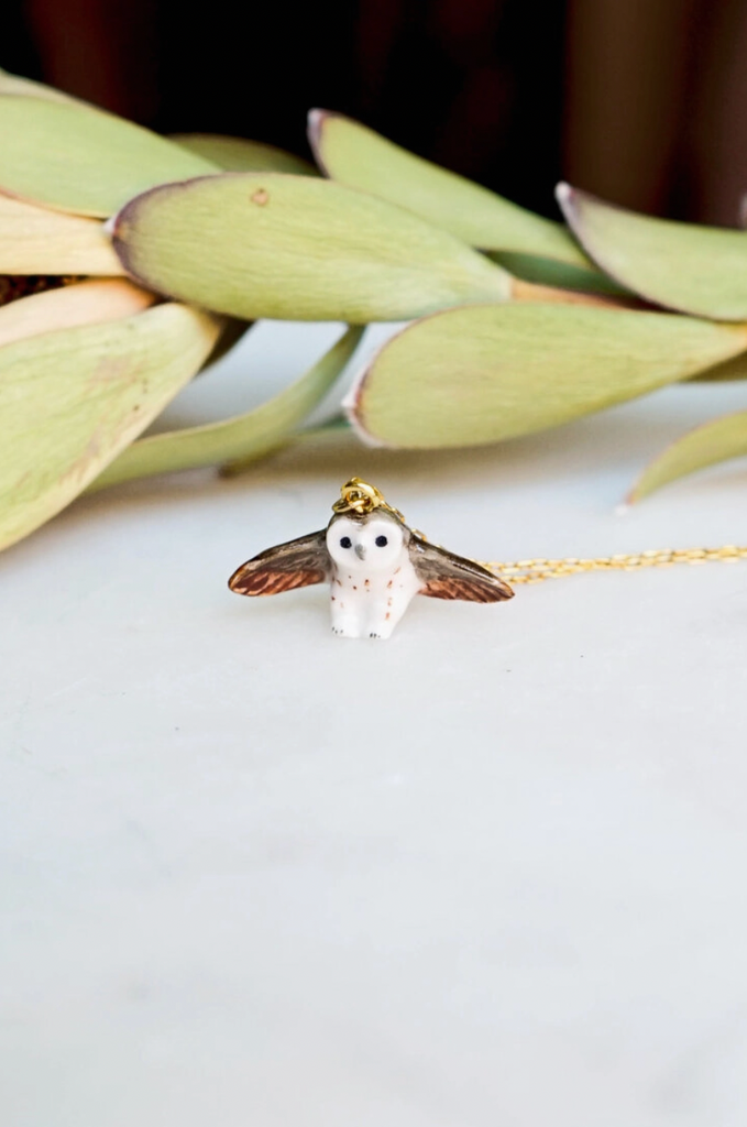 Tiny Barn Owl Necklace